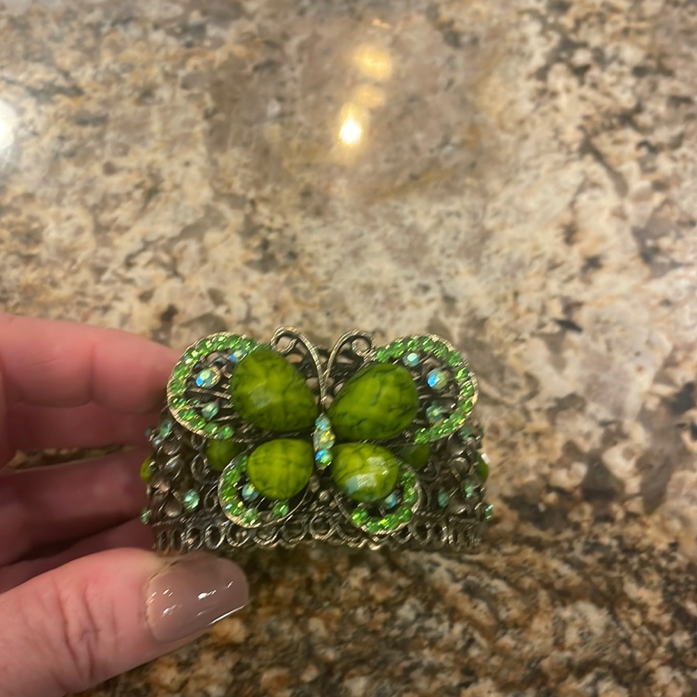 Green Butterfly Cuff Bracelet